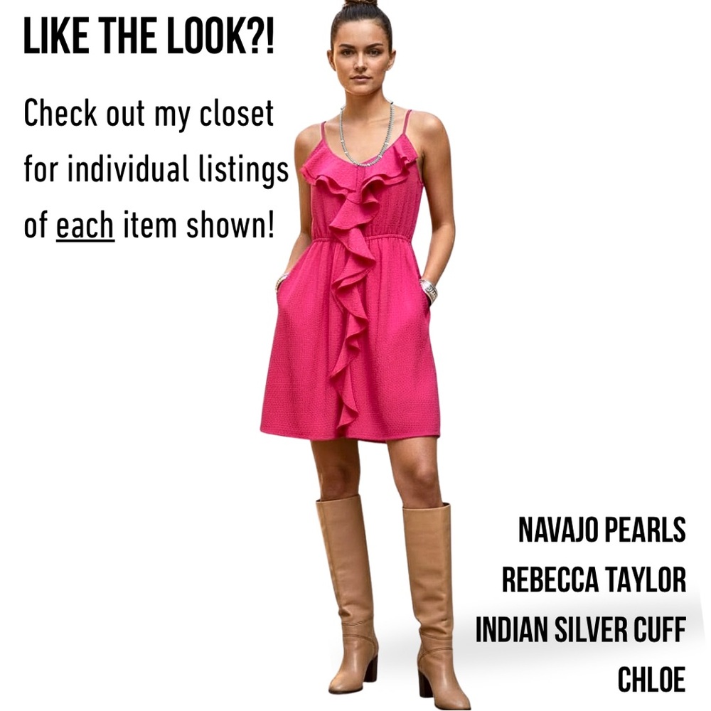 REBECCA TAYLOR new Silk Raspberry Fuchsia Cami Ruffle Dress Midi Sundress NWOT - Picture 12 of 16